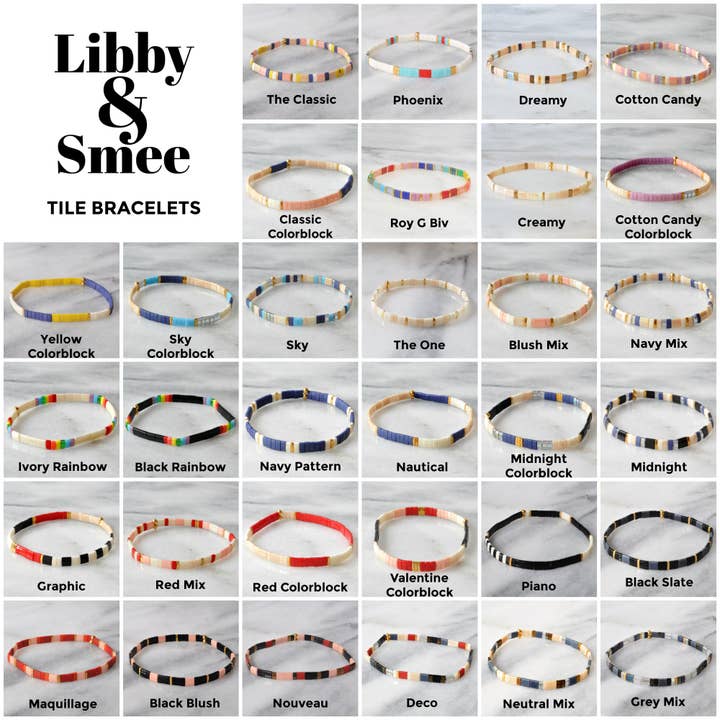 Libby & Smee - Wholesale Beaded Bracelet - Stackable Stretch Tile Bead Bracelets