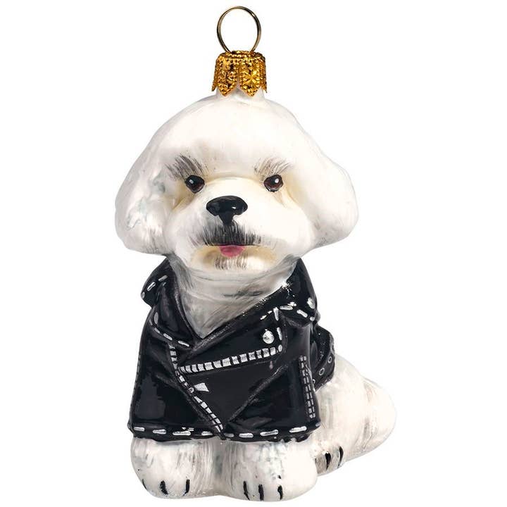 Joy To The World Collectibles - Venta al por mayor Adornos - Bichon Frisse - Chaqueta para motocicleta, color negro