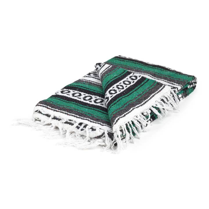 Yoga Blanket - Mexican Deluxe Stripes Green for wholesale by Yogavni Yoga Products