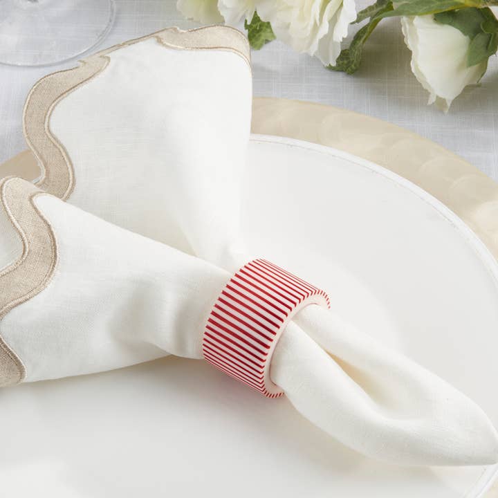 Red Ribbed Resin Napkin Ring Holder for wholesale by Fennco Styles
