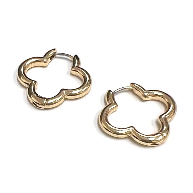 Brincos de Argola com Fecho de Pino em Forma de Trevo de Latão por atacado de StarryNYC