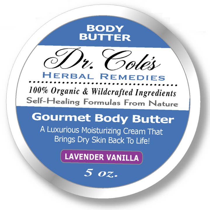 Dr. Cole's Gourmet Body Butter - LAVENDER VANILLA 5oz SixPak for wholesale by Dr. Cole's Herbal Remedies