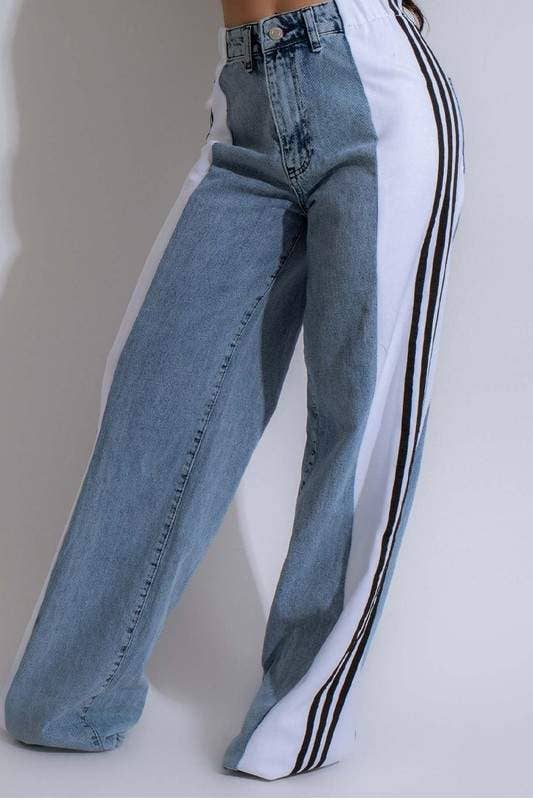 Queen Fashion - Vente Pantalon – femme - pantalon rayé à jambes larges8