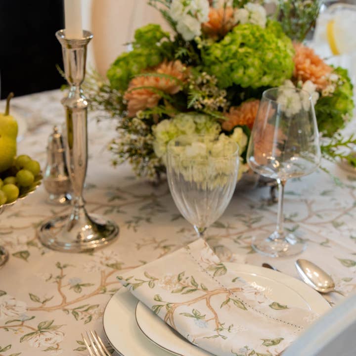 Camellia Floral Cotton Tablecloth for Weddings and Holidays for wholesale on Faire1