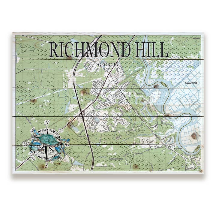 Richmond Hill, GA 18x24 Wood Pallet Map for wholesale by Map Mom