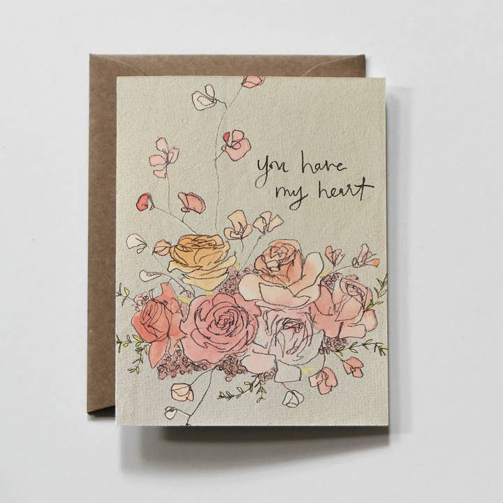 everglow handmade - Wholesale Love Card - You Have My Heart | Floral Love & Friendship Greeting Card1