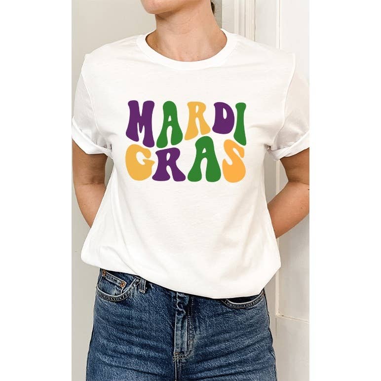 Select Apparel – wholesale T-shirts med screentryck – Dam – Groovy Mardi Gras grafisk T-shirt1