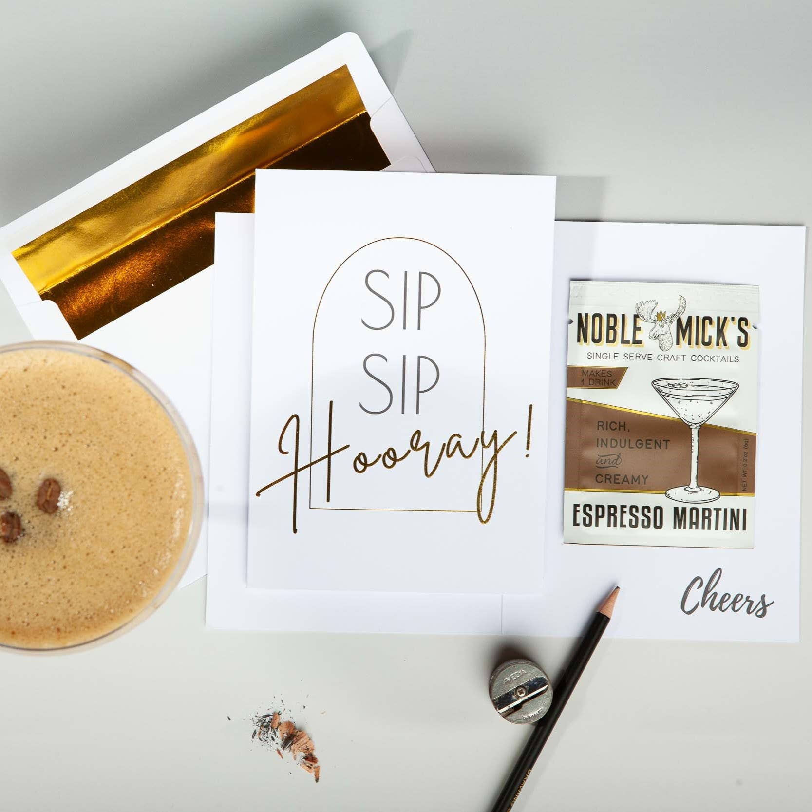 Noble Mick's - Craft Beverage Company - Wholesale Everyday Greeting Card - Cocktail and Cards / Sip Sip Hooray Card0