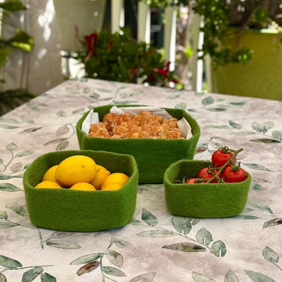 Humble Hilo - Venta al por mayor Bandejas/platos/boles decorativos - Humble Hilo Cuencos de Fieltro Hechos a Mano, Juego de 3 Cuadrados16