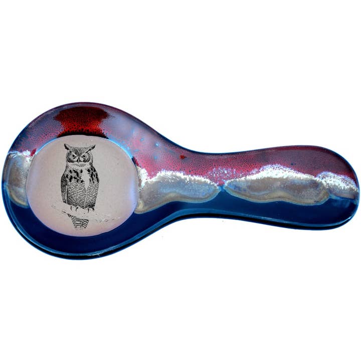 Always Azul Pottery - Wholesale Spoon Rest - Barn Owl Spoon Rest (made to order)