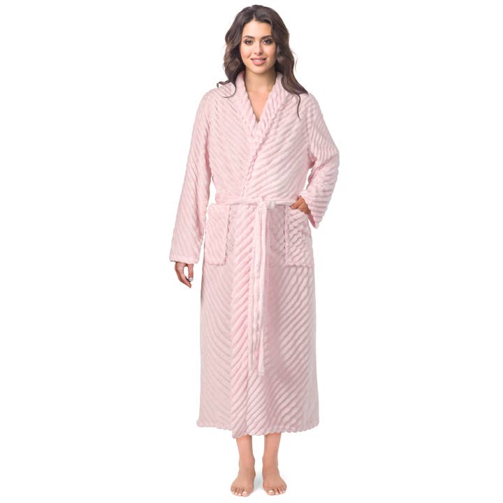 Pavilia - Wholesale Robe - Women's - Women's Ribbed Fleece Robe16