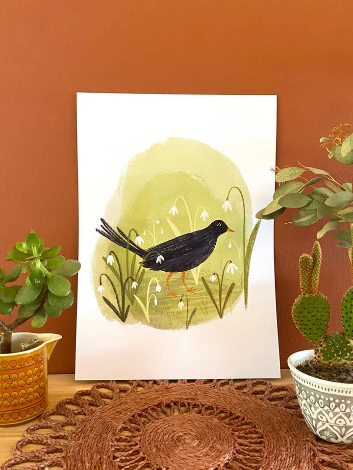 Stampa Bucaneve Merlo / A4 + A3 / Stampa Artistica Opaca 350gsm per la vendita all'ingrosso da parte di Freya Snow