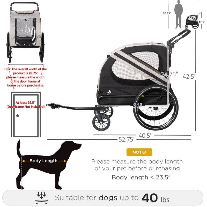 Furr-Baby Gifts - Wholesale Pet Carrier - Cat/Dog - 2-In-1 Pet Bike Trailer Stroller1