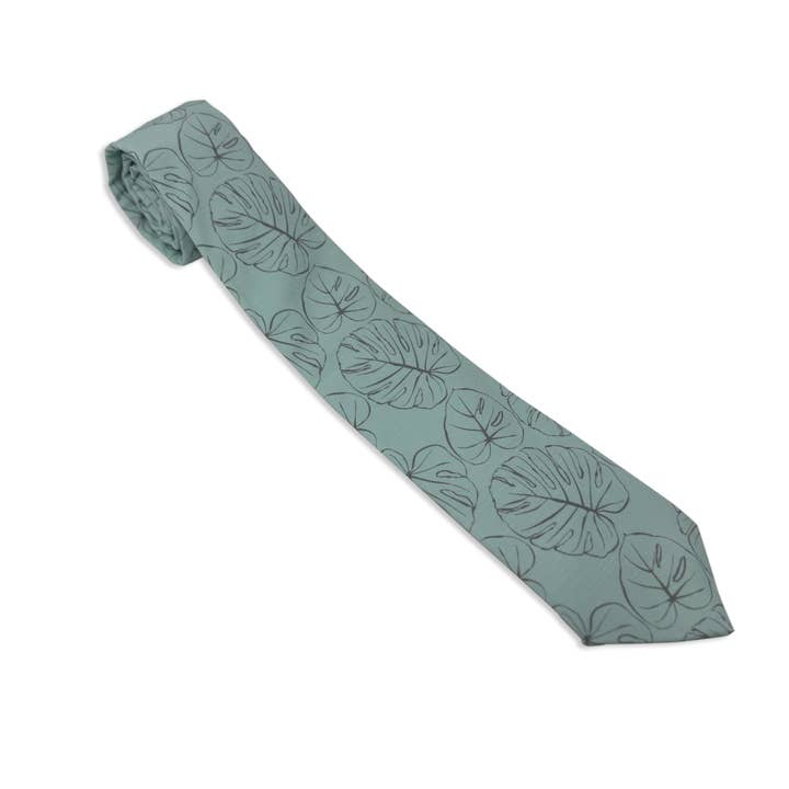Bombora Ties - Wholesale Necktie - Men's - Monstera Sketch (seafoam)0