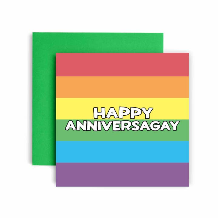 Huxters - Wholesale Anniversary Card - Happy Rainbow Pride Gay LGBTQ+ Gay Anniversary Card