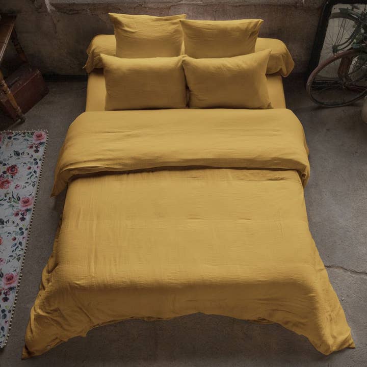240x260 cm duvet cover in Saffron Cotton Gauze for wholesale by Housse De Rêve