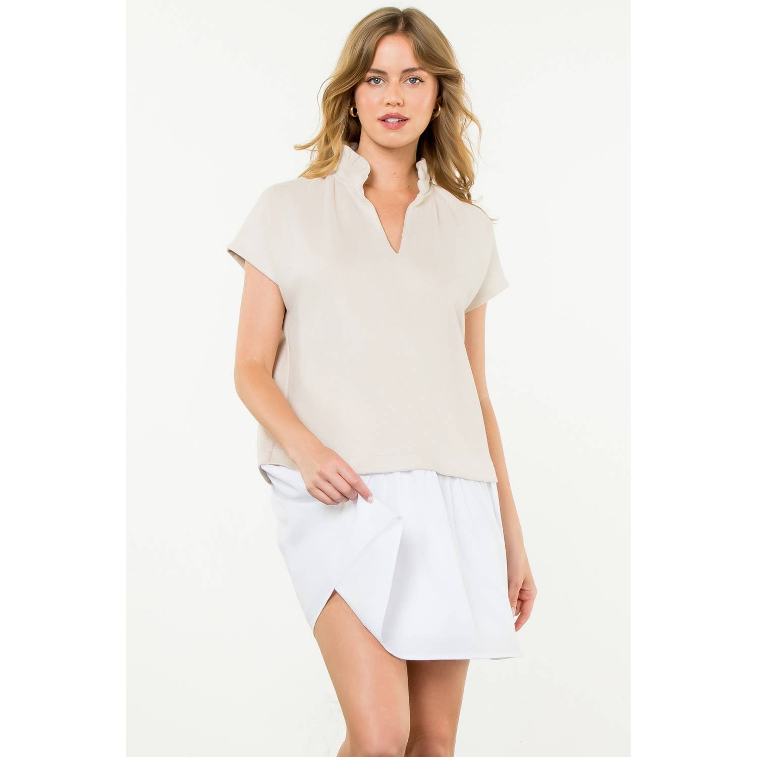 THML – Großhandel Kleid – Damen – Kurzarmkleid aus Veloursleder8