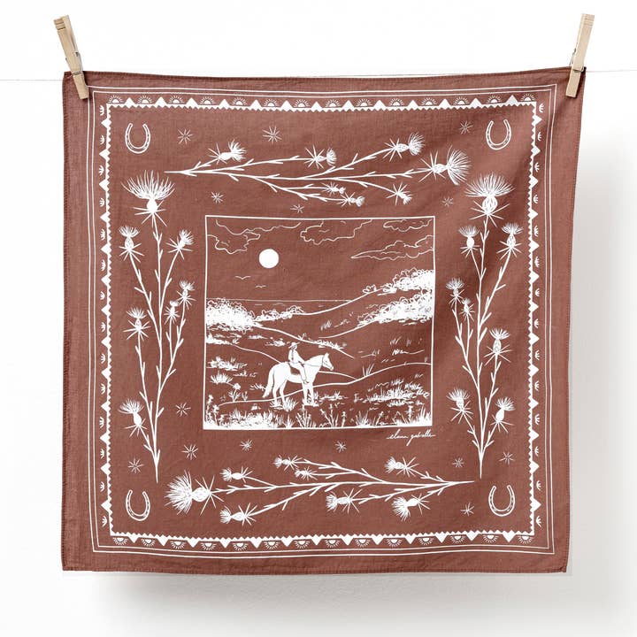 Pastures Bandana - Western Cowgirl Landscape Accessory for wholesale by Elana Gabrielle