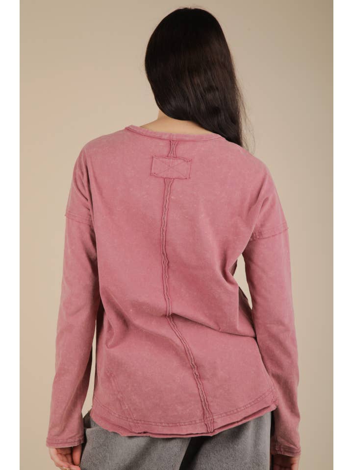 VERY J - Wholesale Knit Top - Women's - NT11817-Mineral Washed Casual Knit Top17