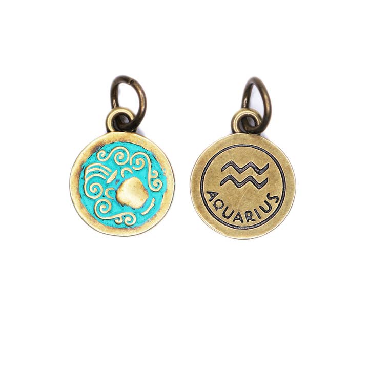 Gleeful Peacock - Wholesale Individual Charm/Pendant - Aquarius Zodiac Charm (with available Bracelet or Necklace)