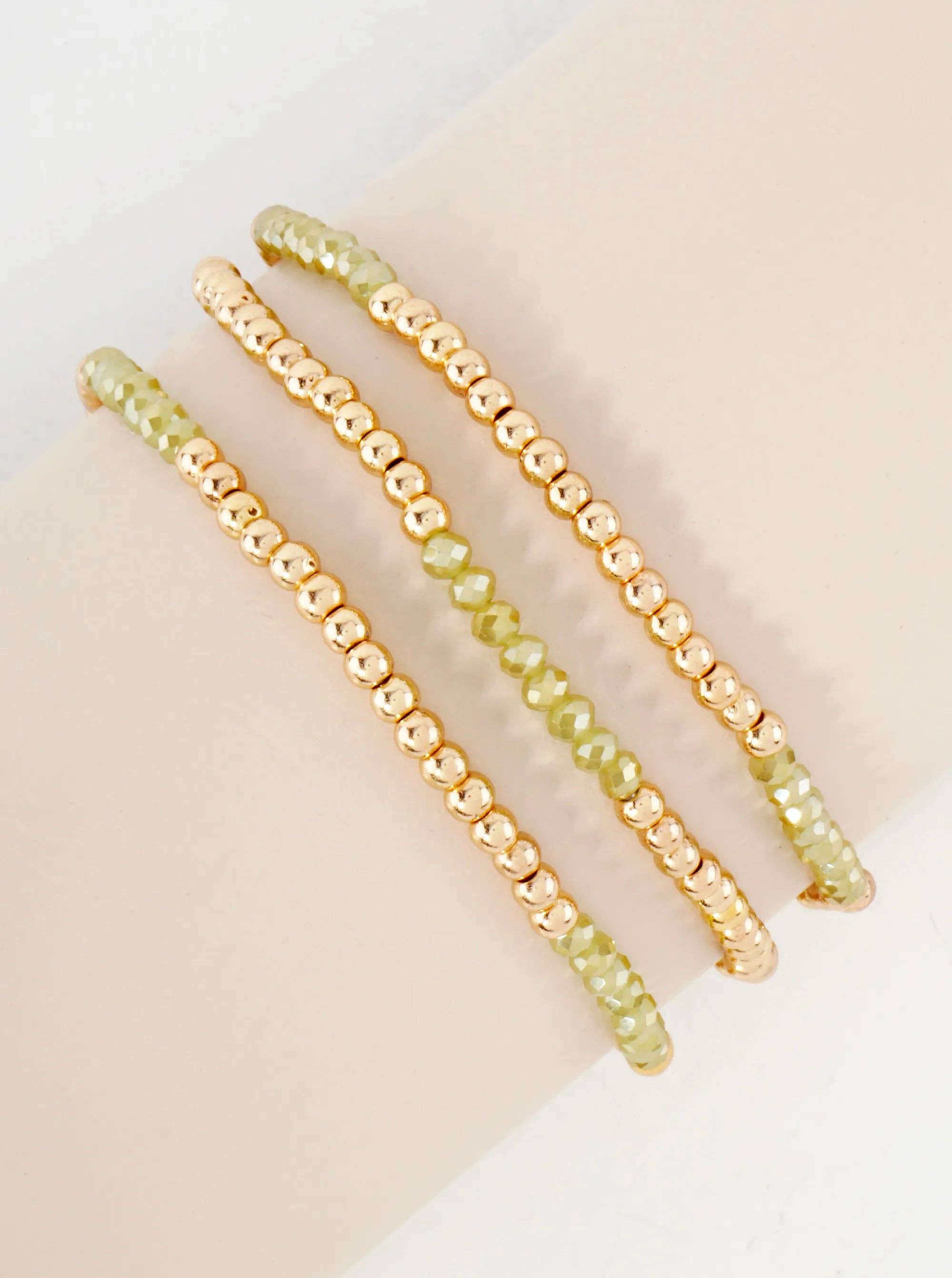 Wild Honey - Wholesale Jewelry Set - 3PC-Set Skinny Metallic Glass Beads Stackable Stretch Bracelets2