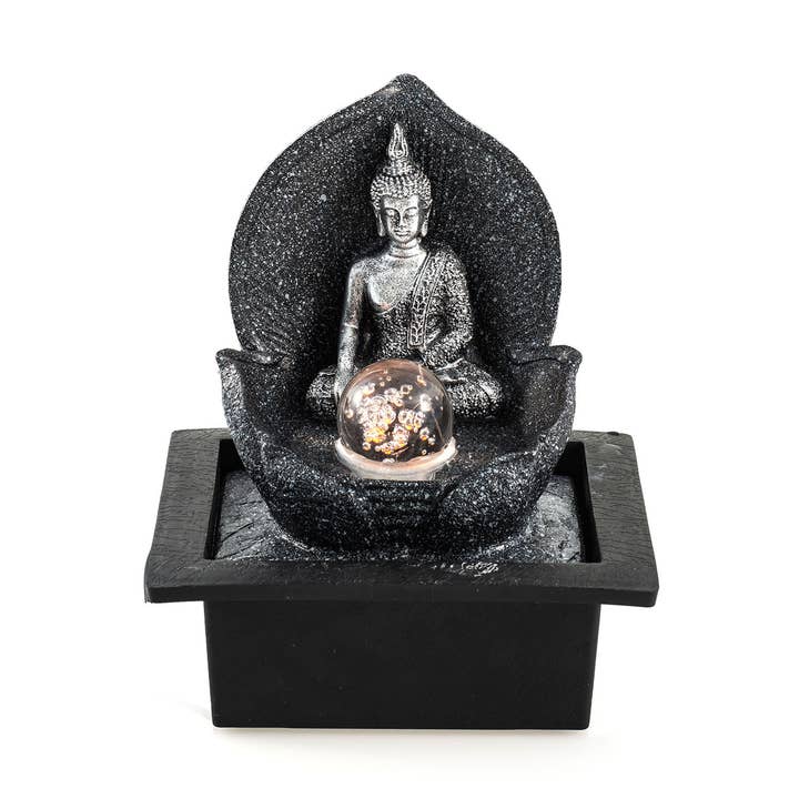Zilveren Boeddhafontein H 26 cm voor wholesale door Pajoma