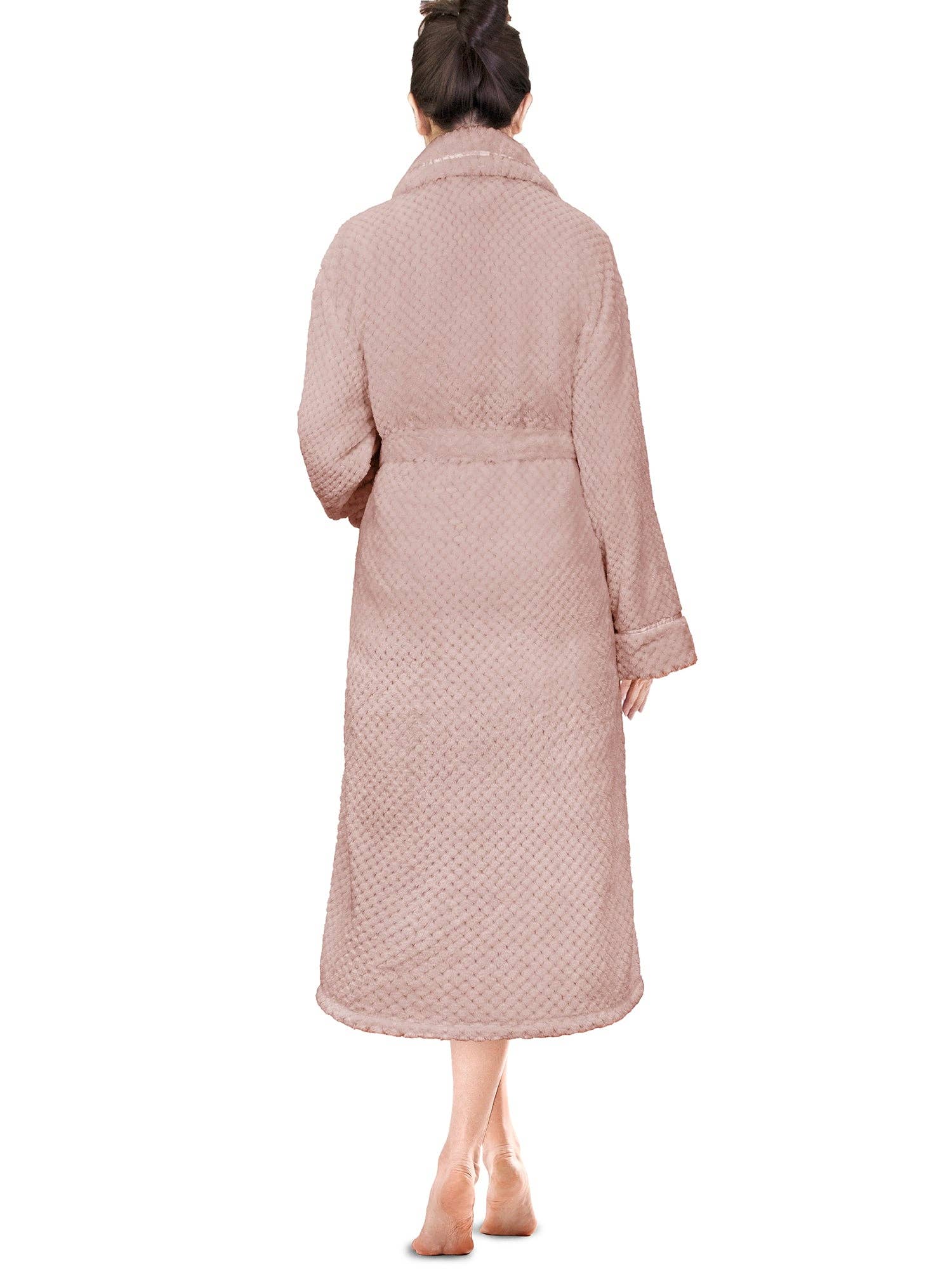 Pavilia – Engroshandel Morgenkåbe - Dame – Dame badekåbe i fleecestof med vaflet struktur og satintrim25