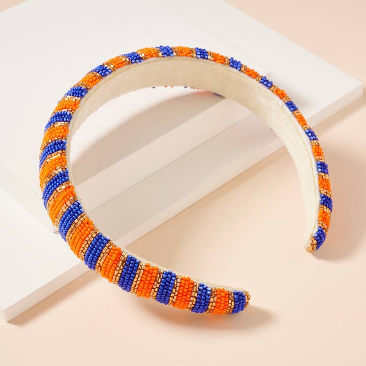 Frem - Wholesale Fashion Headband - Women's - Game Day Color Block Seed Bead Headband11