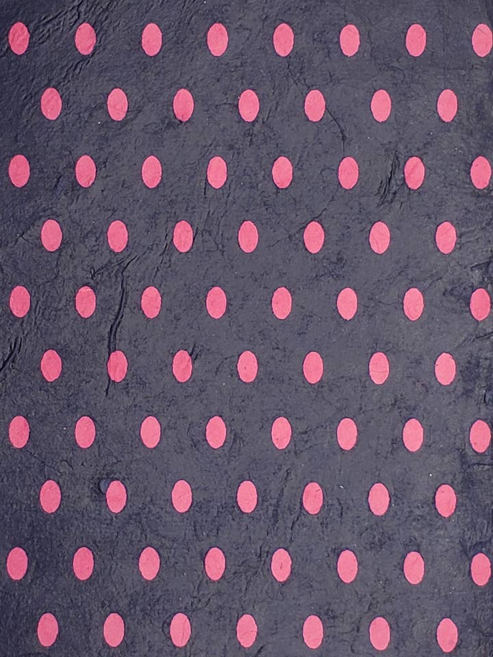 Lokta Printed Polka Dots Pink On Dark Blue for wholesale by Aitoh Company