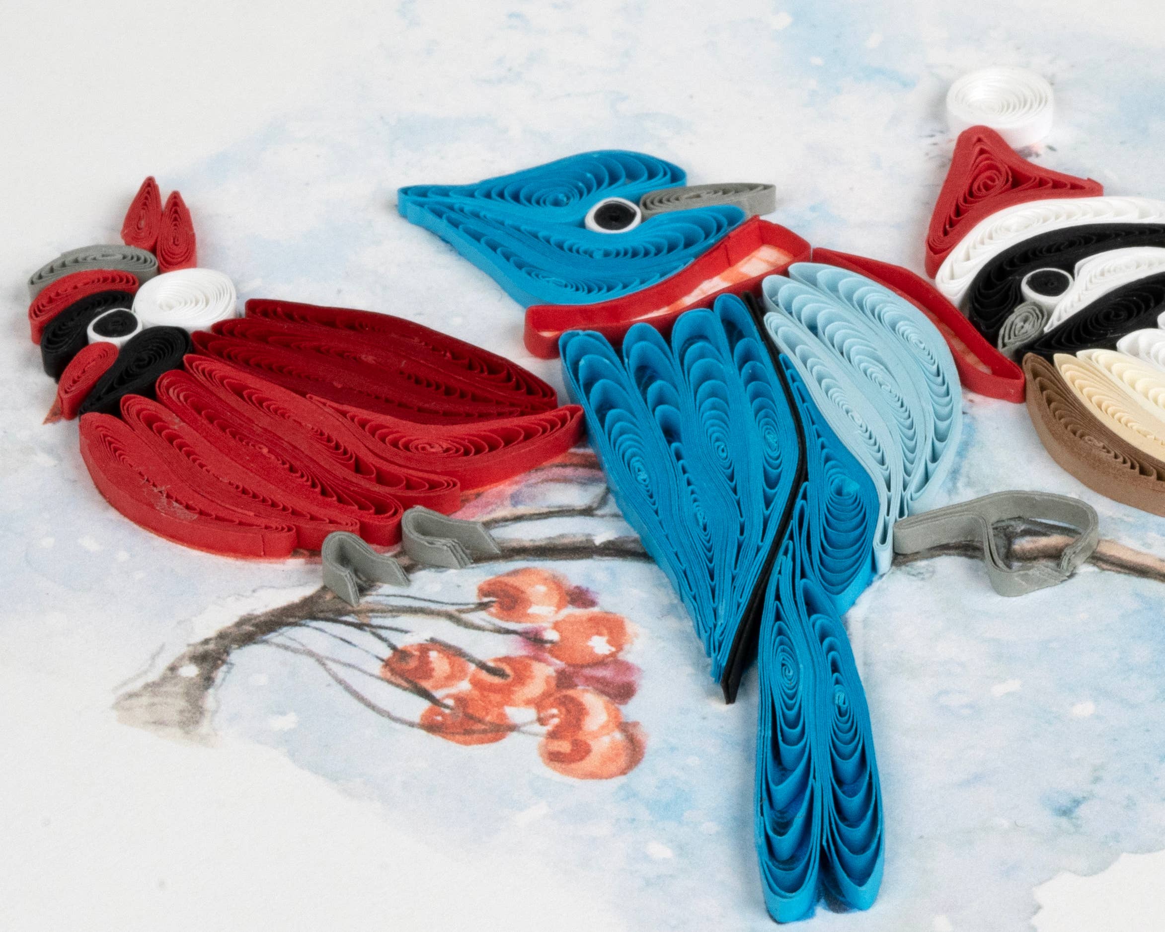 Quilling Card - Wholesale Season's Greetings Card - Quilled Snowbirds Greeting Card1