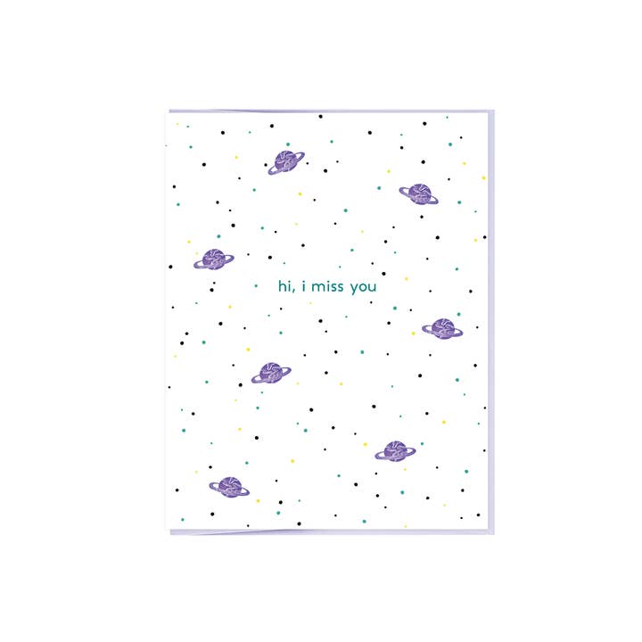 MISS YOU PLANETS EVERYDAY GREETING CARD for wholesale by Ever Pollen Print Shop