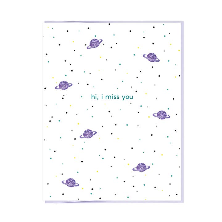 MISS YOU PLANETS EVERYDAY GREETING CARD for wholesale by Ever Pollen Print Shop