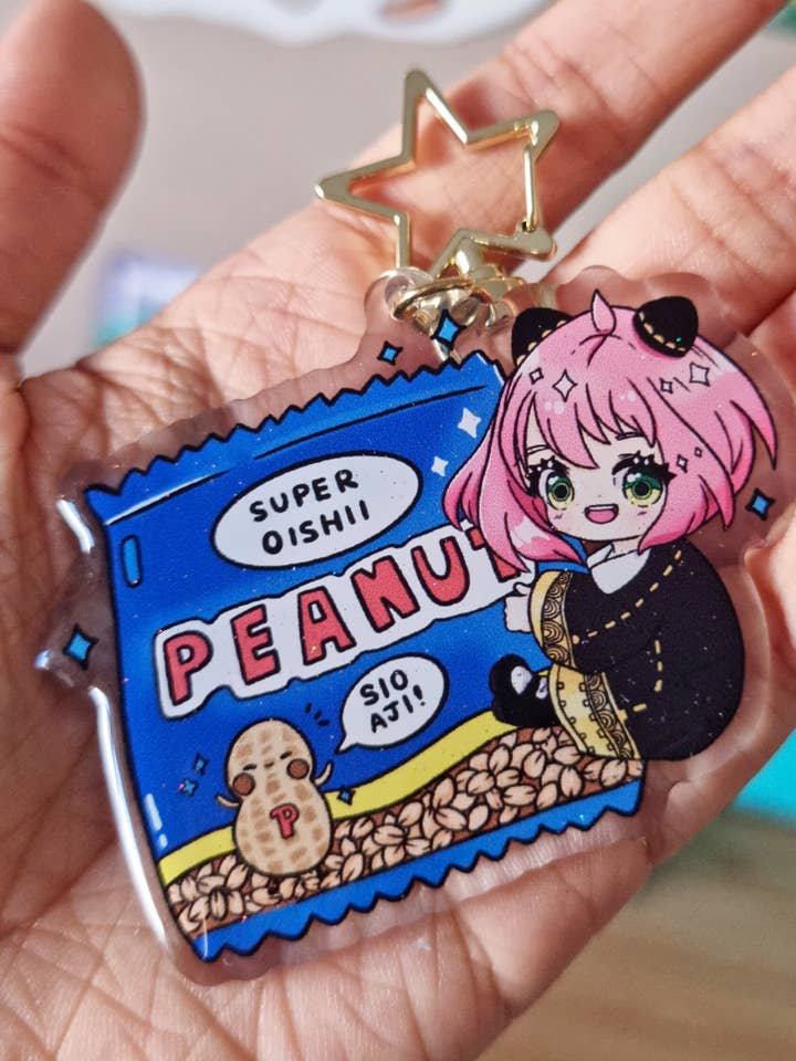 Anya Peanut Acrylic Keychain | Spy X Family for wholesale by Bizzare Blue
