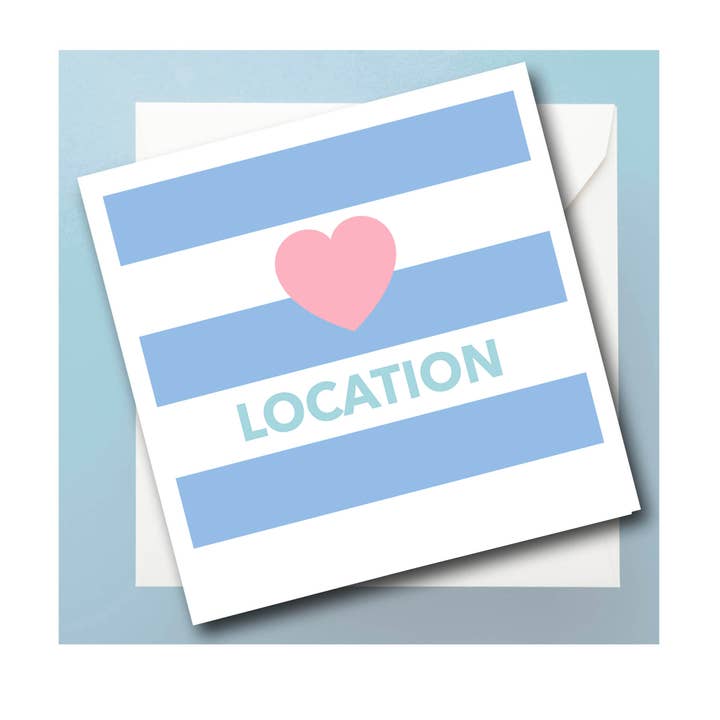 Betty Boyns Designs – wholesale Everyday greeting card – CARD MAKE MY LOCATION
Customise with location choice 55