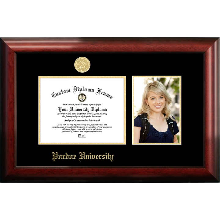 Purdue University Gold Embossed Diploma Frame with Portrait for wholesale by Campus Images