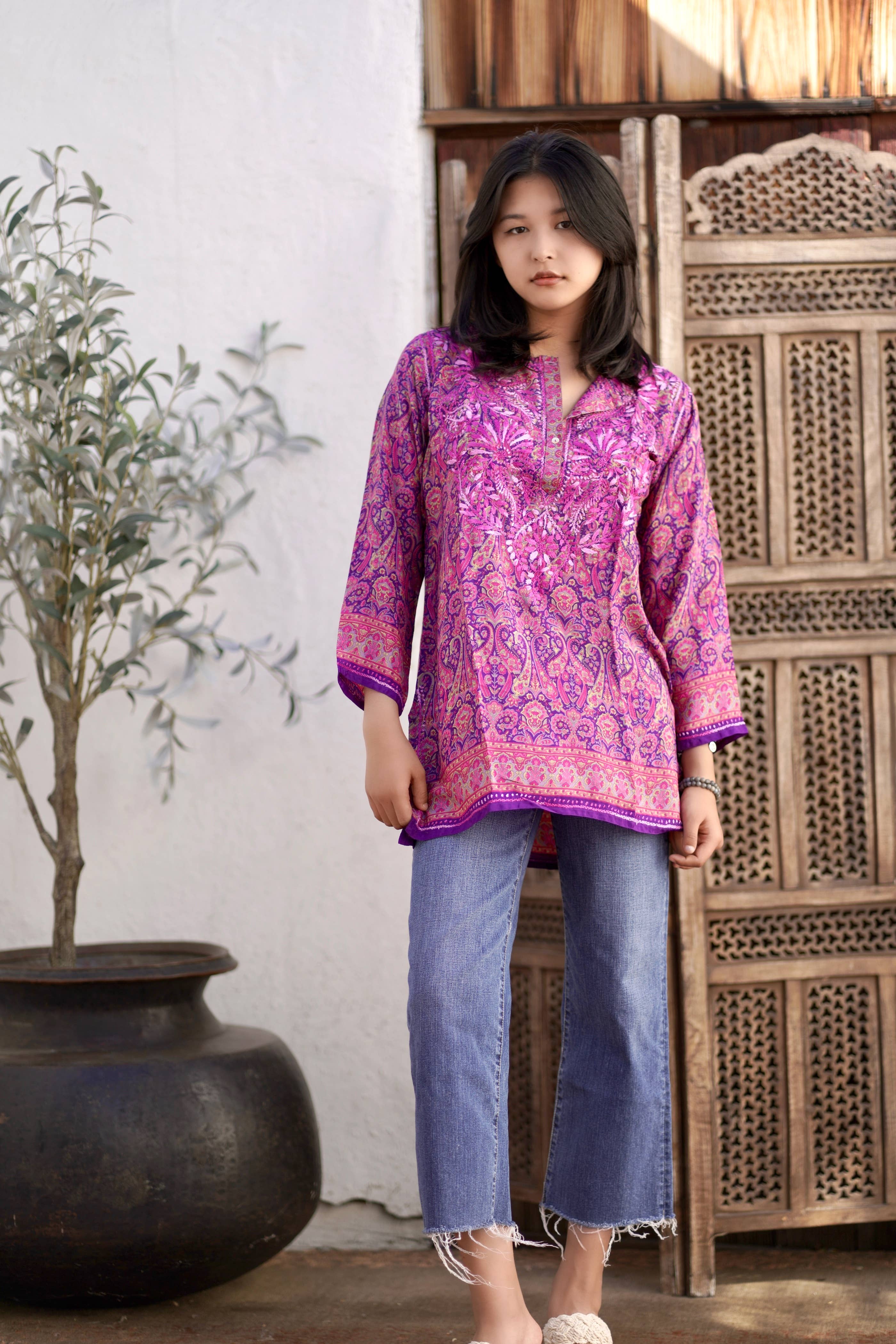 Dolma - Wholesale Tunic - Women's - KDC Emb. Tunic Berry PAI 062