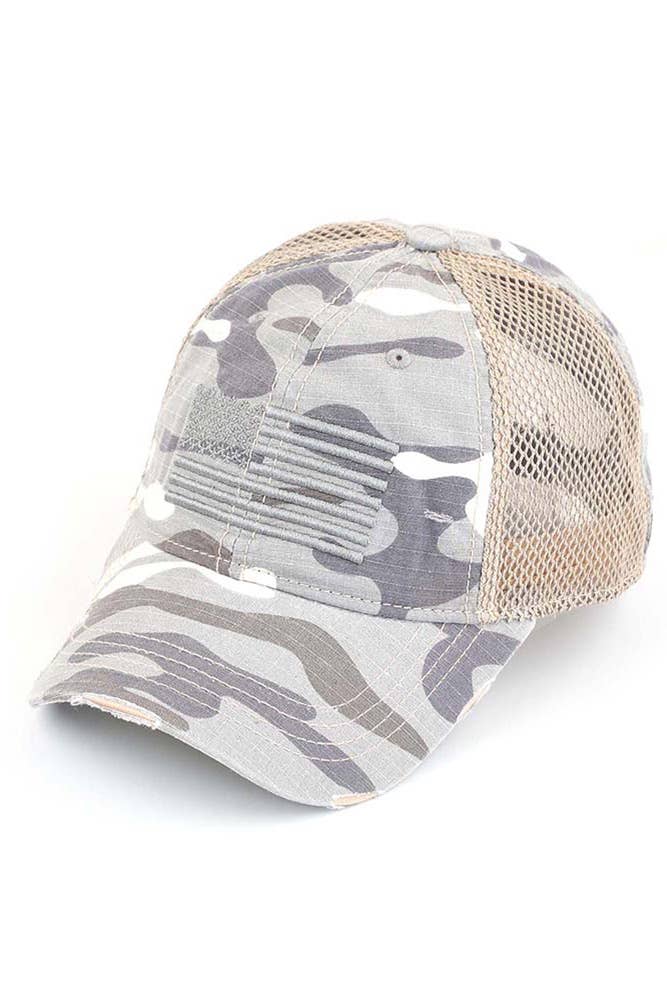Hana - Vente Casquette de baseball – femme - Casquette de baseball Camo brodée avec drapeau américain C.C0