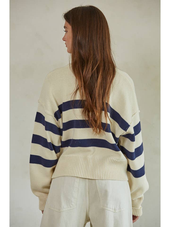 By Together - Wholesale Cardigan - Women's - W1537 | Knit Sweater Striped Button Down Cardigan