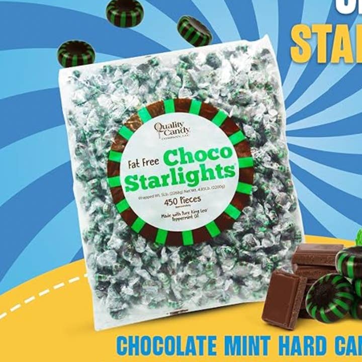 Quality Candy Company - Wholesale Hard Candy - Quality Candy Starlight Choco - Mints Hard Candy 5lb Bulk 0