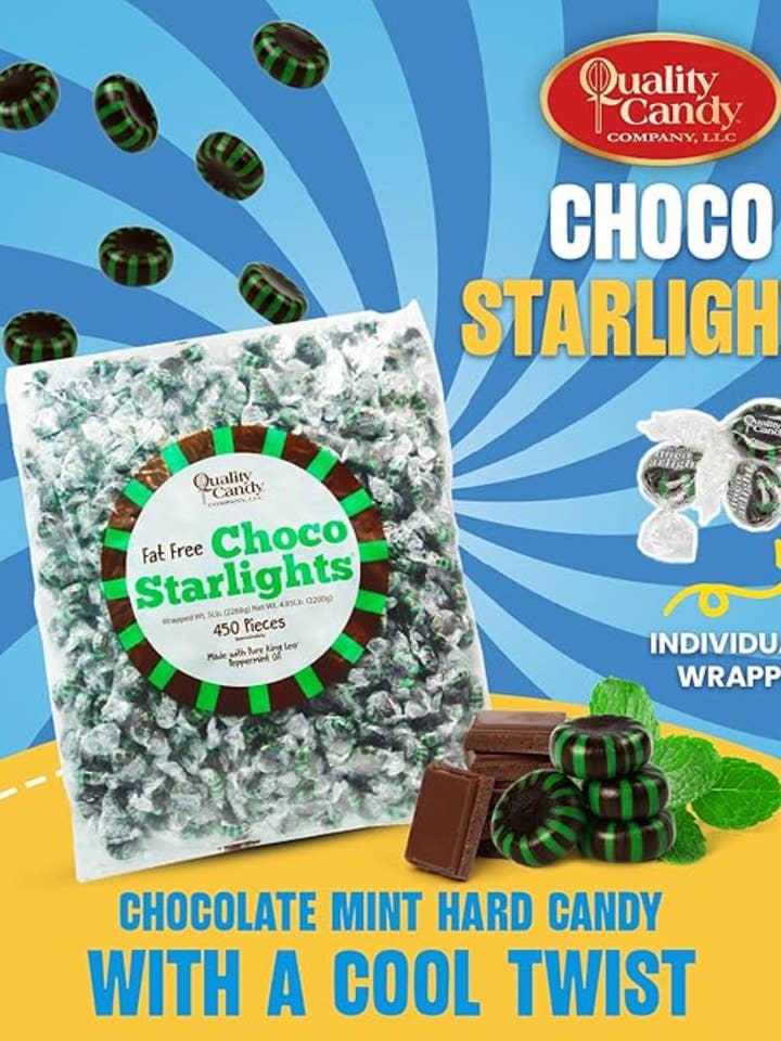 Quality Candy Starlight Choco - Rebuçados de Menta Dura 5lb a Granel por atacado de Quality Candy Company