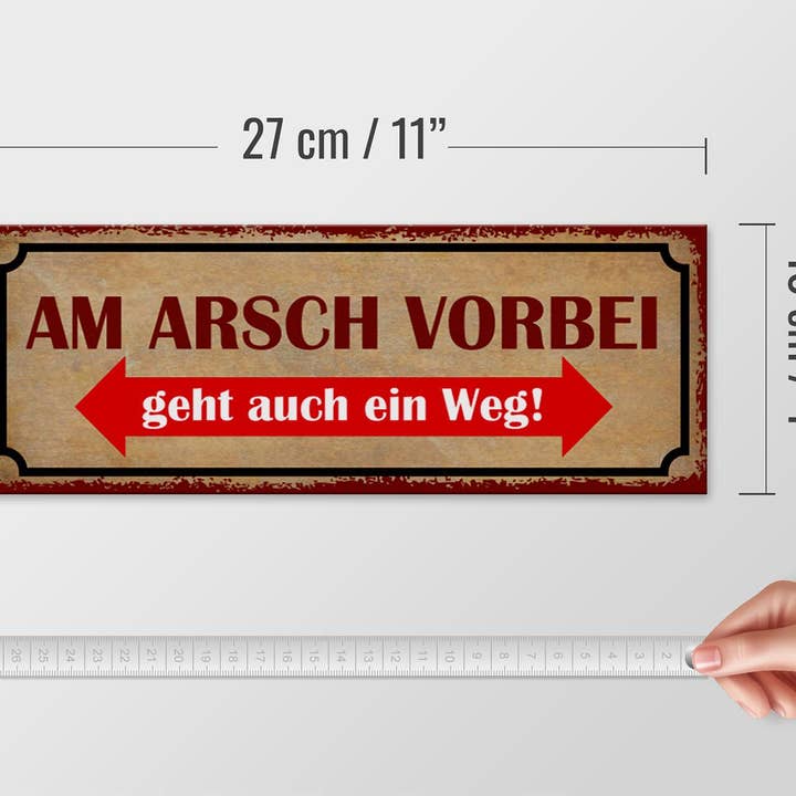 Femer – Engroshandel Skilt – Træskilt, der siger 27x10 cm am ass geht auch weg deco-skilt træskilt