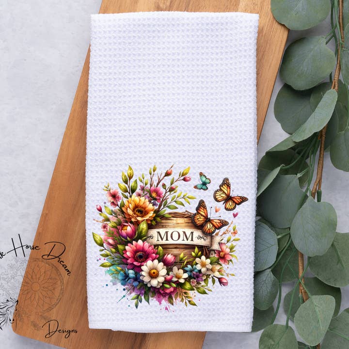 Spring Floral Mom Basket, Mother's Day, Dish / Hand Towel for wholesale by Dark Horse Dream Designs LLC