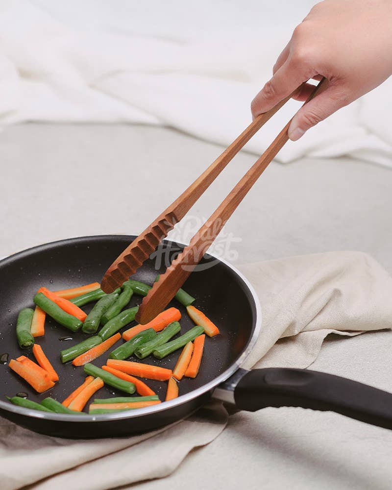 Bali Harvest – Großhandel Küchenzange – Teakholzzange, lange Salatzange, Brot, Toast, Nudelzange2