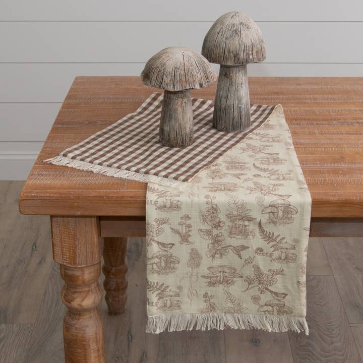 Audrey's Home & Gift - Wholesale Table Runner - Table Runner - Mushroom And Tan Check (PC)