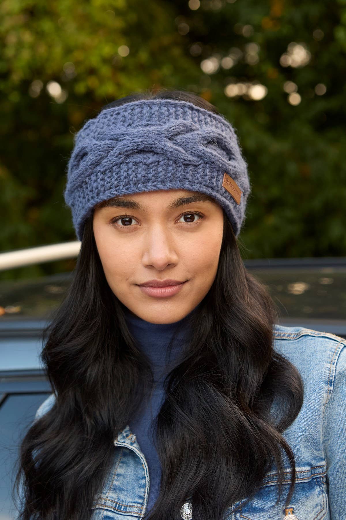 Jeans Chamonix - Cable Knit Blue Wool Winter Ear Warmer Headband for wholesale on Faire0