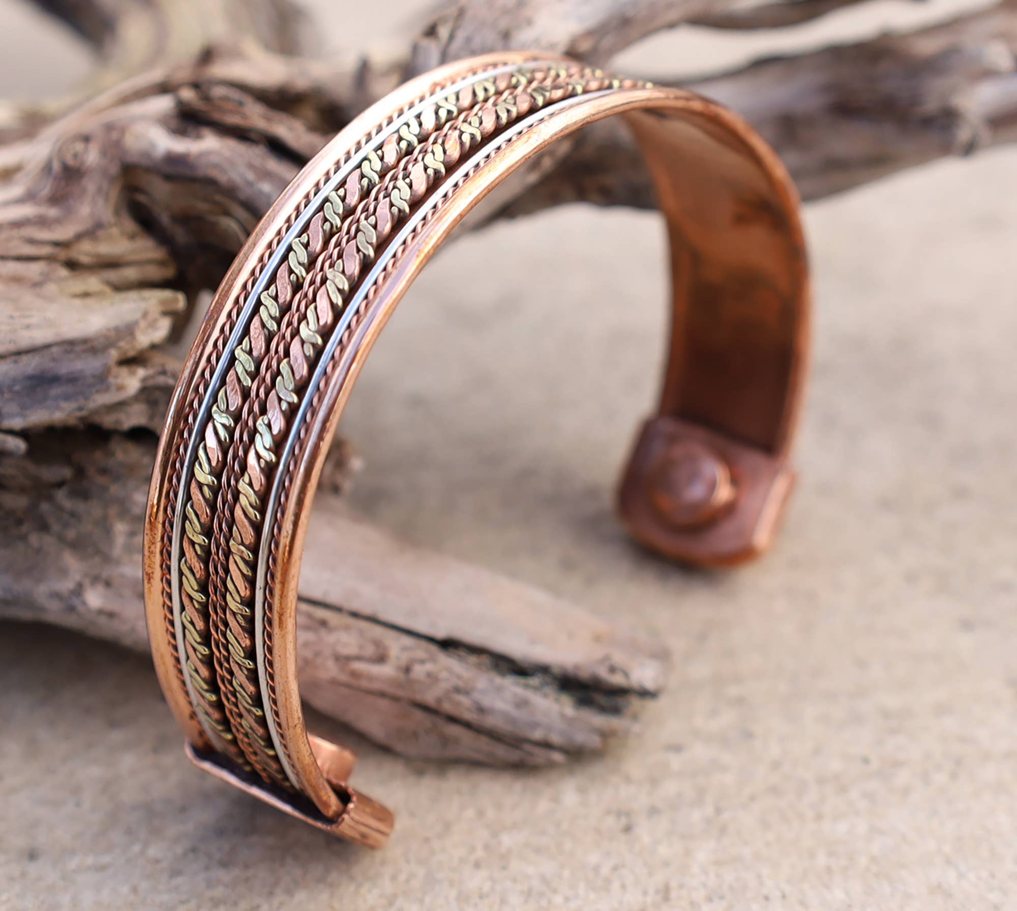 Lungta Imports - Venta al por mayor Pulseras tipo brazalete - Pulsera de alambre trenzado de cobre puro para mujeres y hombres4