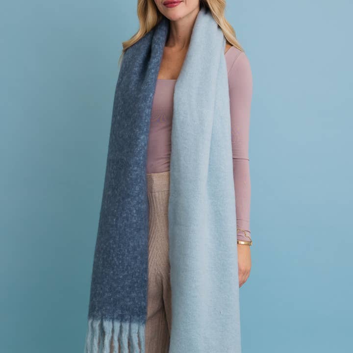 Leto Accessories - Wholesale Scarf - Unisex - Cozy Solid Two Tone Tassel Scarf9