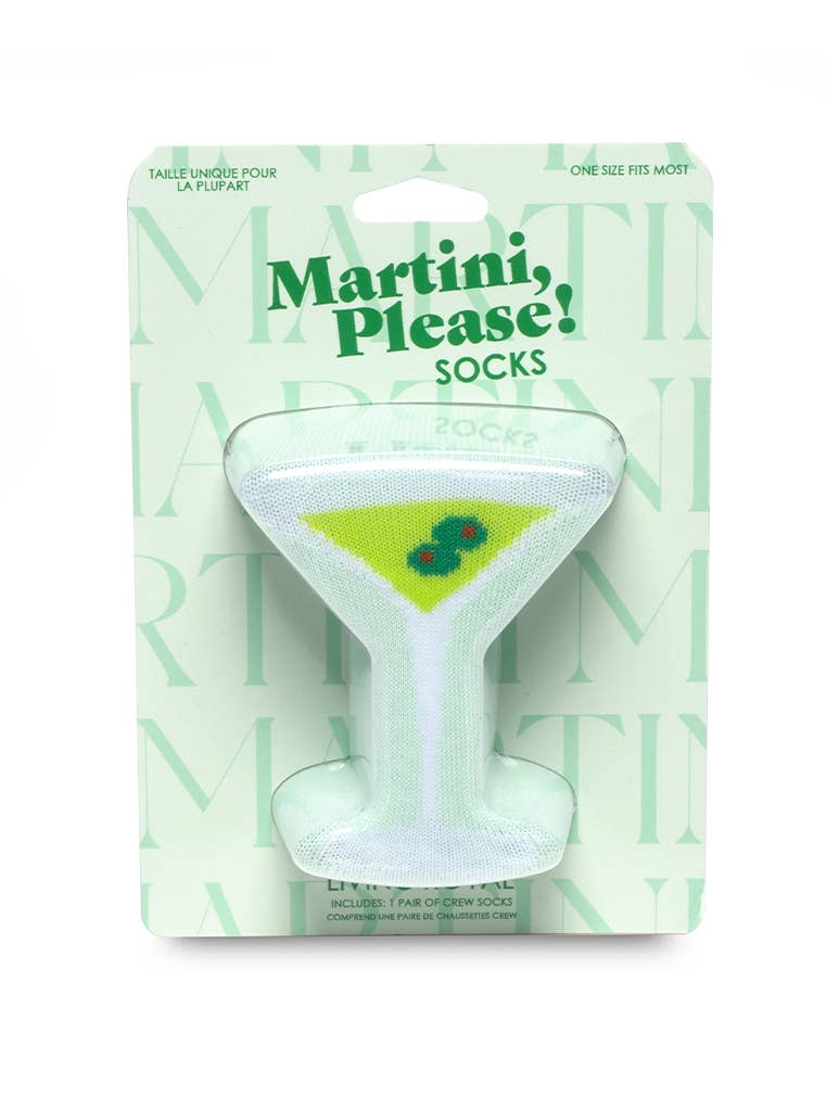 Living Royal - Wholesale Socks - Unisex - 3D Packaged Crew Socks - Martini Glass - Green