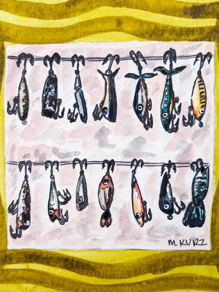 Fishing Lure Print for wholesale by Makenzie Kurz Art