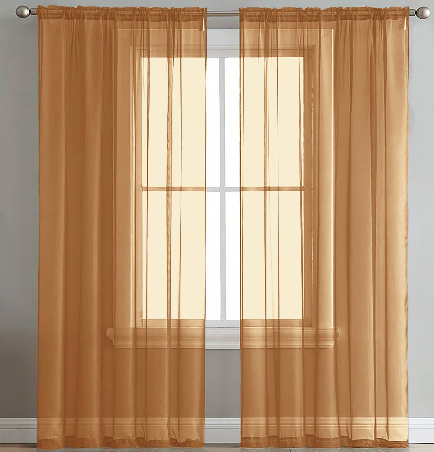 home mart goods - Wholesale Curtain - 84" Long, 2 Panels - Sheer Window Rod Pocket Curtain Set3